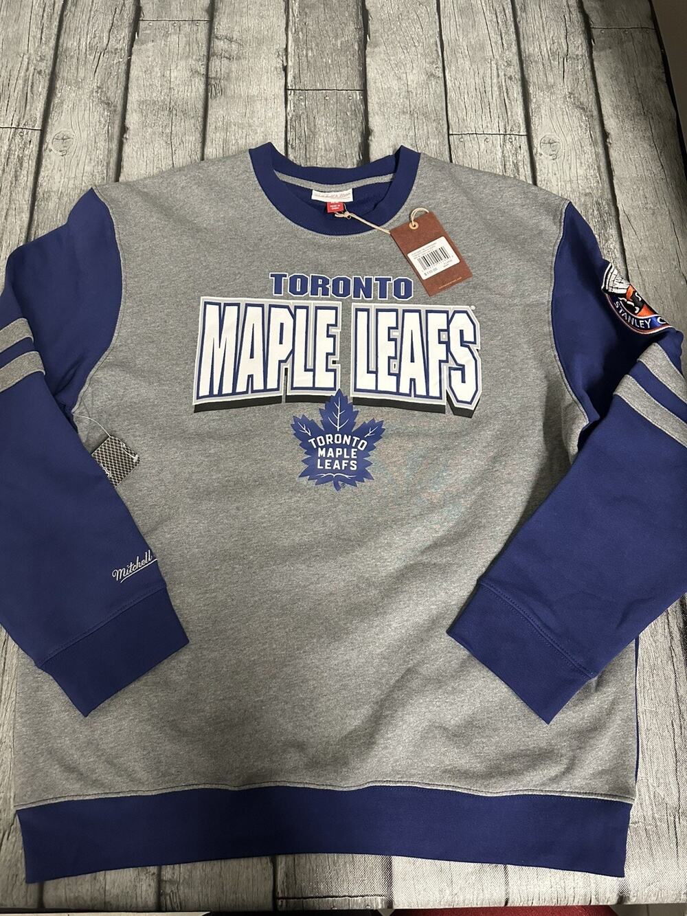 NWT Men’s Mitchell & Ness Toronto Maple Leafs Crewneck Sweatshirt XL Grey Blue